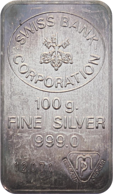 100 Gramm Silberbarren Swiss Bank Corporation